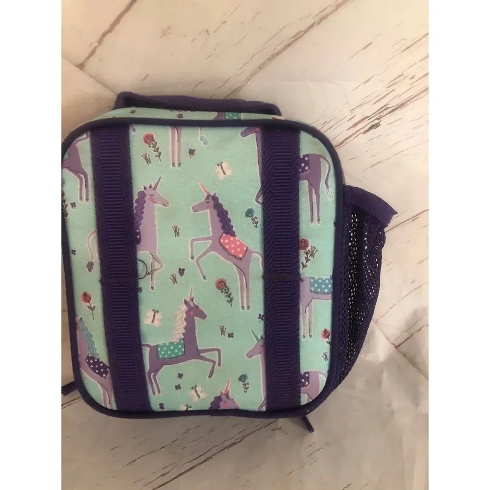 Pottery barn kids blue purple unicorns lunchbox